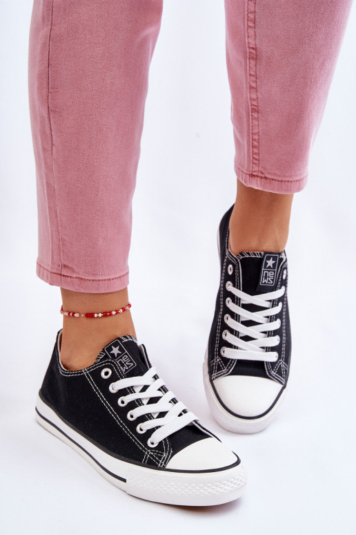 Klasikinio modelio laisvalaikio batai juodos spalvos su baltais padais Ecoma