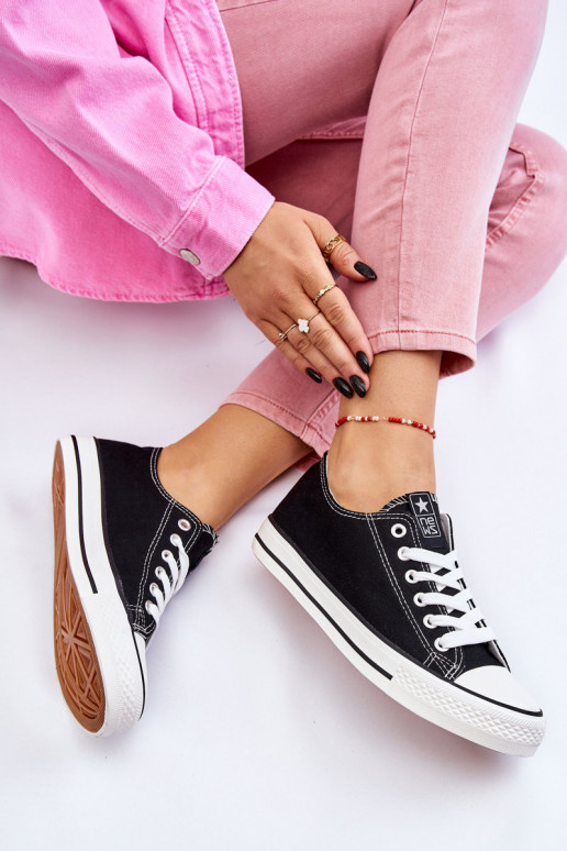 Klasikinio modelio laisvalaikio batai juodos spalvos su baltais padais Ecoma