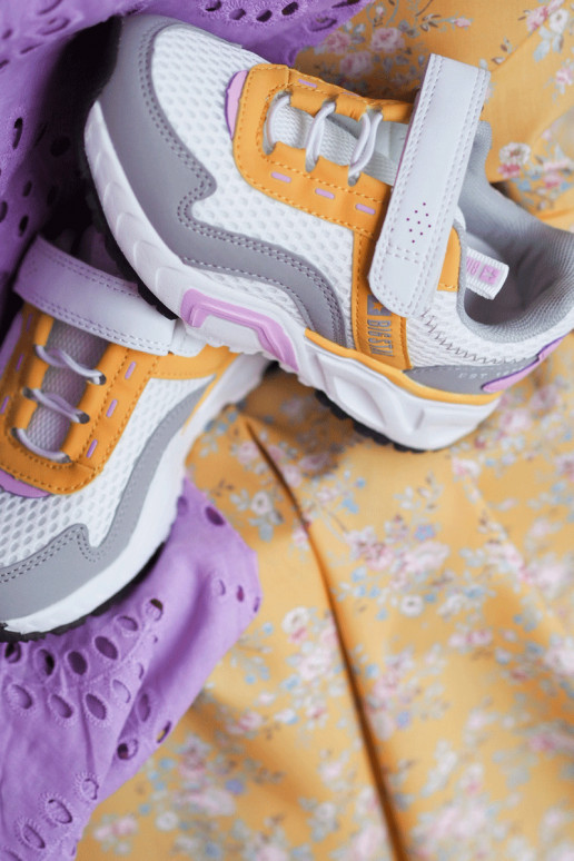 Vaikiški sportbačiai su lipniais užsegimais Big Star JJ374257 Baltos-geltonos spalvos