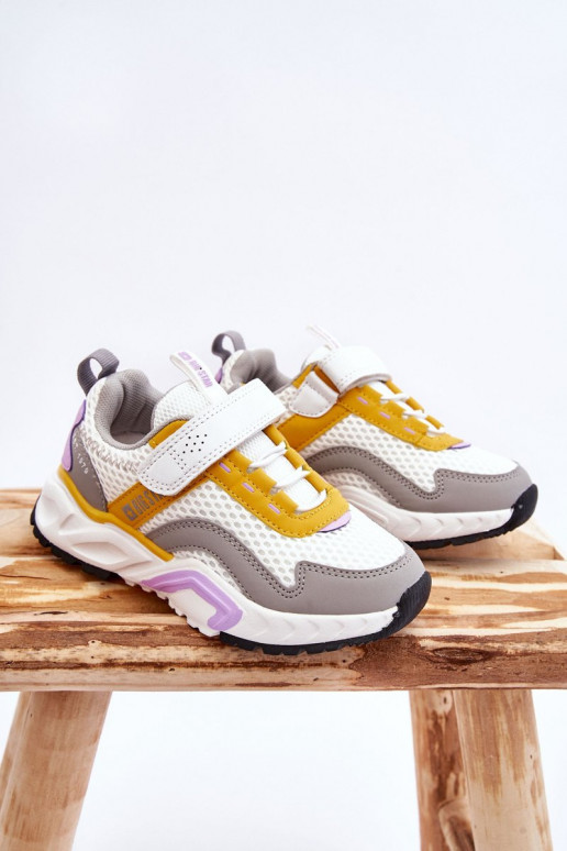 Vaikiški sportbačiai su lipniais užsegimais Big Star JJ374257 Baltos-geltonos spalvos