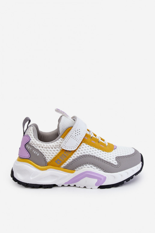 Vaikiški sportbačiai su lipniais užsegimais Big Star JJ374257 Baltos-geltonos spalvos