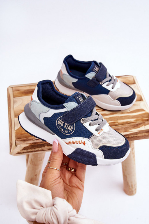Vaikiški Sneakers modelio batai Memory Foam System Big Star LL374225 tamsiai mėlynos spalvos Vaikiški Sneakers modelio batai Memory Foam System Big Star LL374225 tamsiai mėlynos spalvos