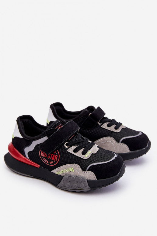 Vaikiški Sneakers modelio batai Memory Foam System Big Star LL374224 juodos spalvos Vaikiški Sneakers modelio batai Memory Foam System Big Star LL374224 juodos spalvos