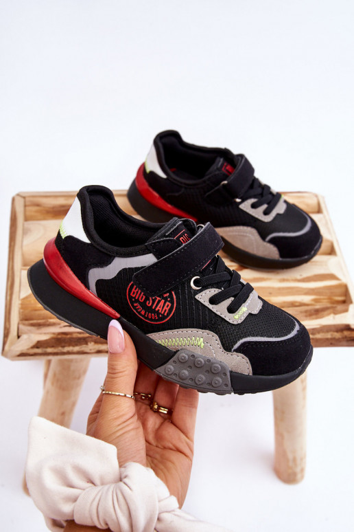 Vaikiški Sneakers modelio batai Memory Foam System Big Star LL374224 juodos spalvos Vaikiški Sneakers modelio batai Memory Foam System Big Star LL374224 juodos spalvos