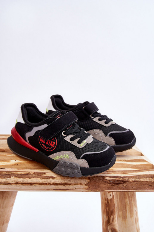 Vaikiški Sneakers modelio batai Memory Foam System Big Star LL374224 juodos spalvos Vaikiški Sneakers modelio batai Memory Foam System Big Star LL374224 juodos spalvos