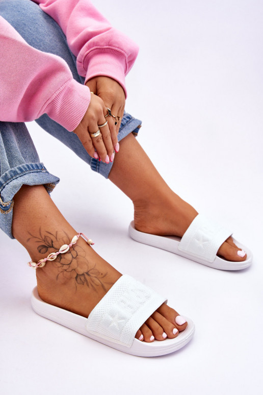 Madingos šlepetės Big Star LL274A159 baltos spalvos