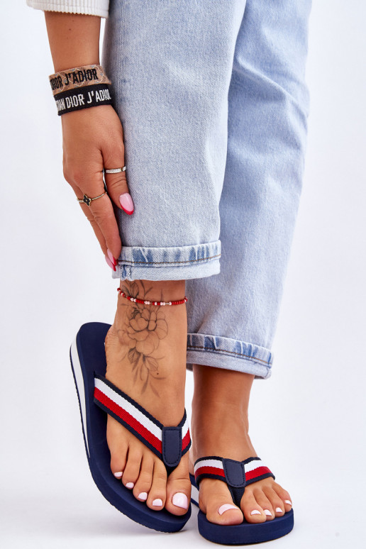 Šlepetės su platforma Big Star LL274779 tamsiai mėlynos spalvos