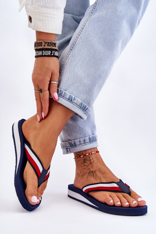 Šlepetės su platforma Big Star LL274779 tamsiai mėlynos spalvos