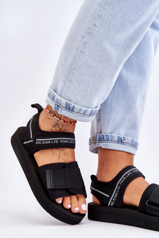 Moteriškos basutės su lipniais užsegimais Big Star LL274784 juodos spalvos