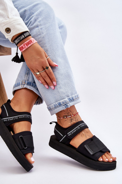 Moteriškos basutės su lipniais užsegimais Big Star LL274784 juodos spalvos