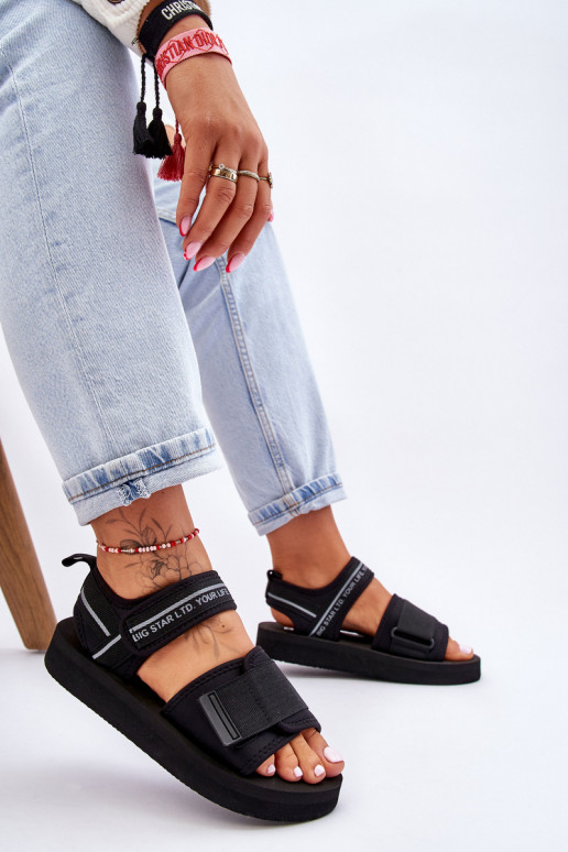 Moteriškos basutės su lipniais užsegimais Big Star LL274784 juodos spalvos