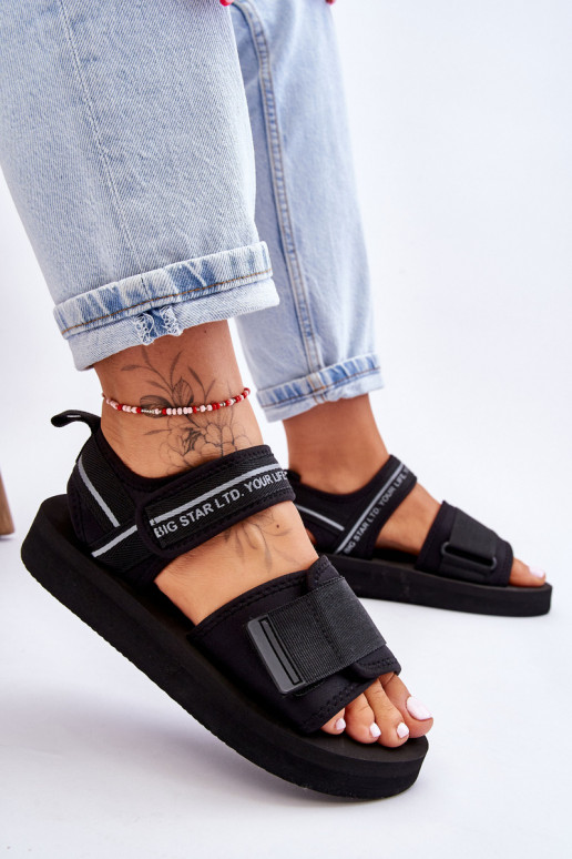 Moteriškos basutės su lipniais užsegimais Big Star LL274784 juodos spalvos