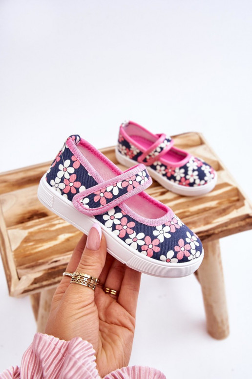 Vaikiškos balerinos su gėlių raštais mėlynos-rožinės spalvos Noah