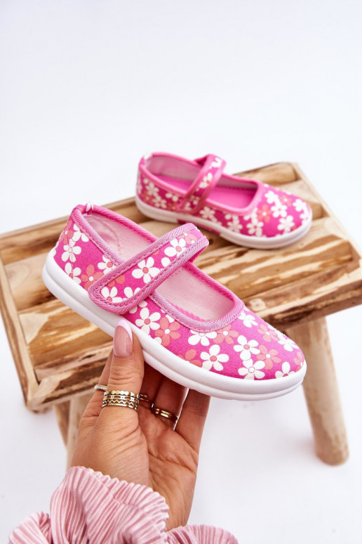 Vaikiškos balerinos su gėlių raštais rožinės spalvos Noah