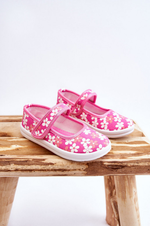 Vaikiškos balerinos su gėlių raštais rožinės spalvos Noah