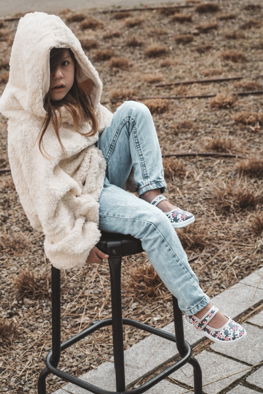 Vaikiškos balerinos su gėlių raštais mėlynos-pilkos spalvos Noah