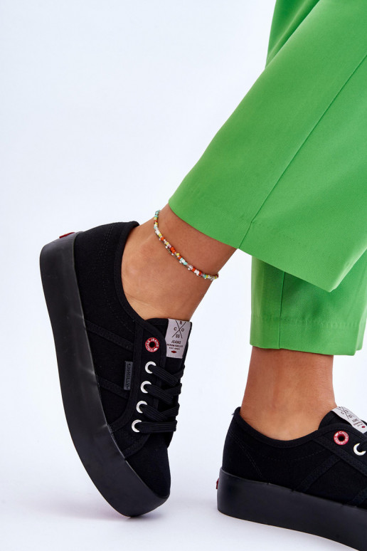 Moteriški batai su platforma Cross Jeans LL2R4039 juodos spalvos