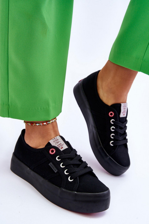 Moteriški batai su platforma Cross Jeans LL2R4039 juodos spalvos