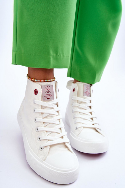 Klasikinio modelio laisvalaikio batai su auliuku Cross Jeans LL2R4086C baltos spalvos