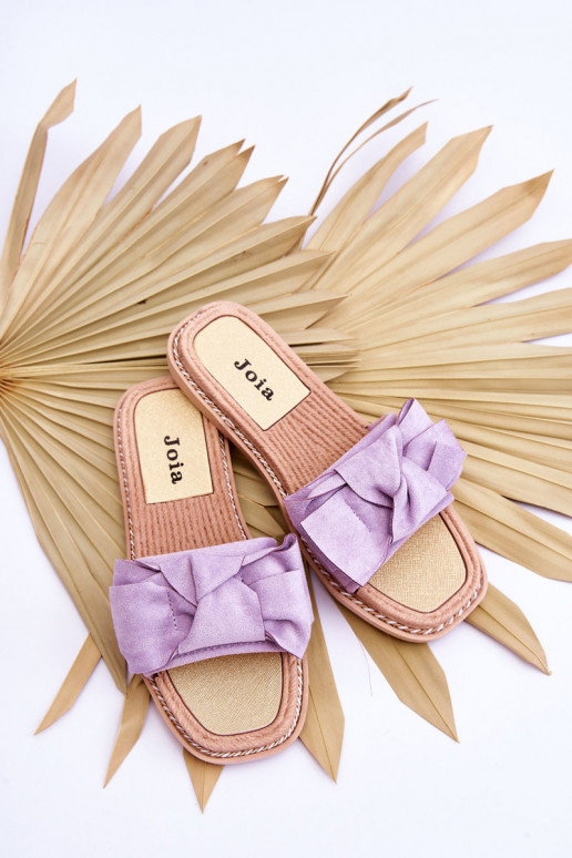 iš zomšos Šlepetės su kaspinais Violetinės spalvos Ambra