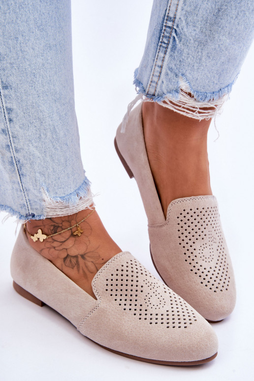 iš zomšos Mokasinai smėlio spalvos Giovana