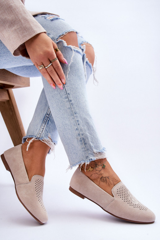 iš zomšos Mokasinai smėlio spalvos Giovana