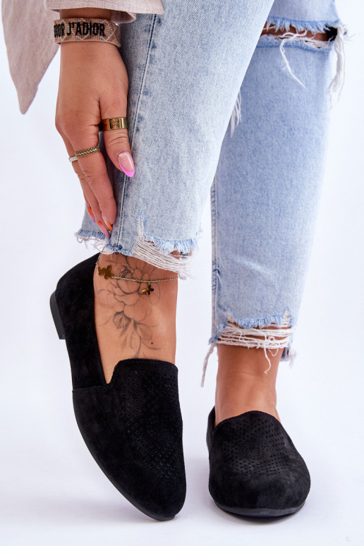 iš zomšos Mokasinai juodos spalvos Giovana