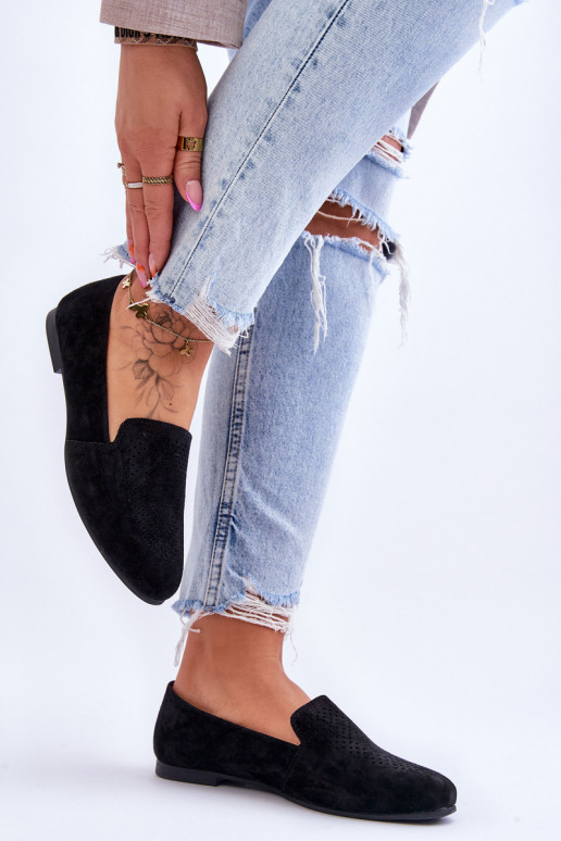 iš zomšos Mokasinai juodos spalvos Giovana