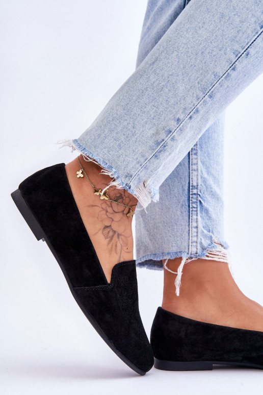 iš zomšos Mokasinai juodos spalvos Giovana