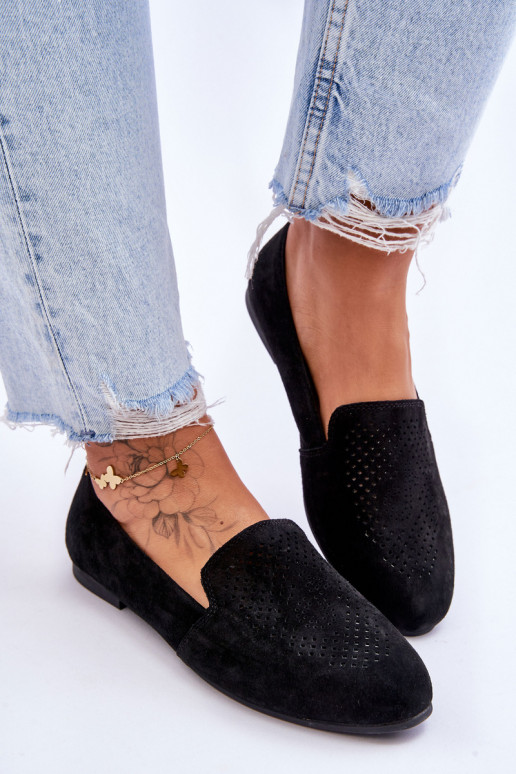 iš zomšos Mokasinai juodos spalvos Giovana