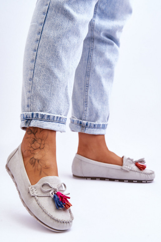 Zomšiniai mokasinai su kutais pilkos spalvos Dorine