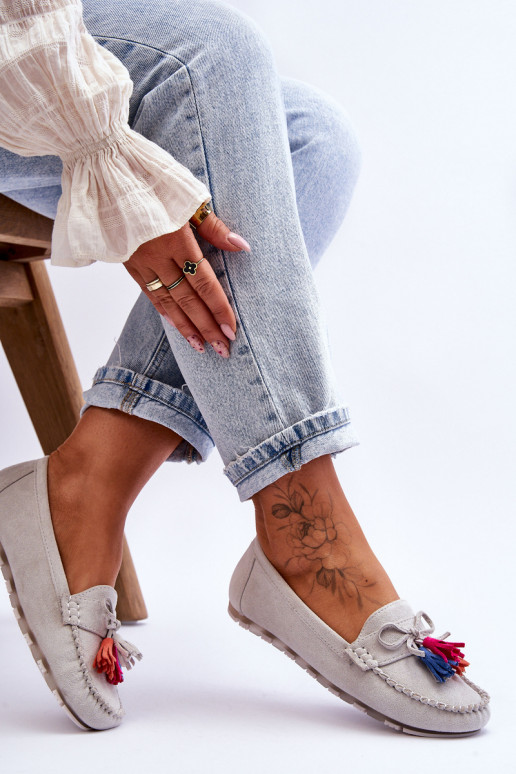 Zomšiniai mokasinai su kutais pilkos spalvos Dorine