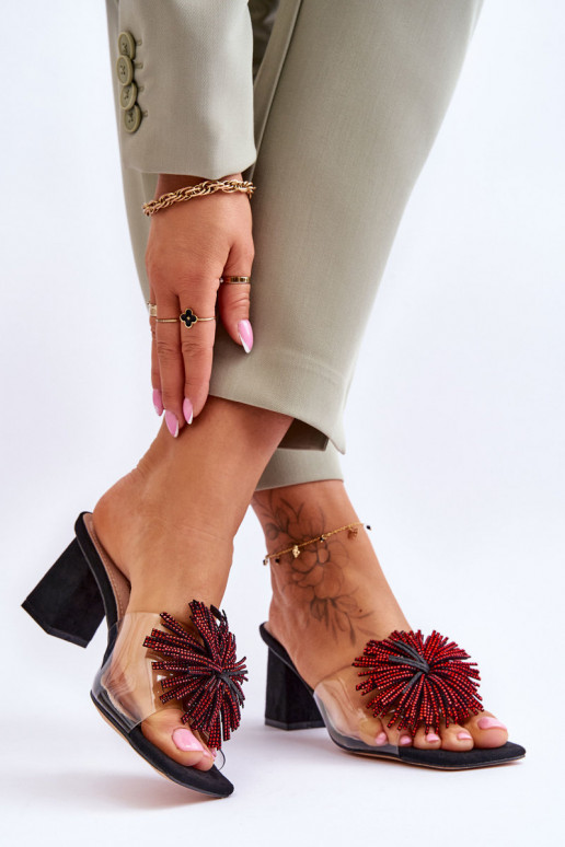 Perregimos šlepetės su kulniukais S.Barski KV-AP658-1 juodos spalvos