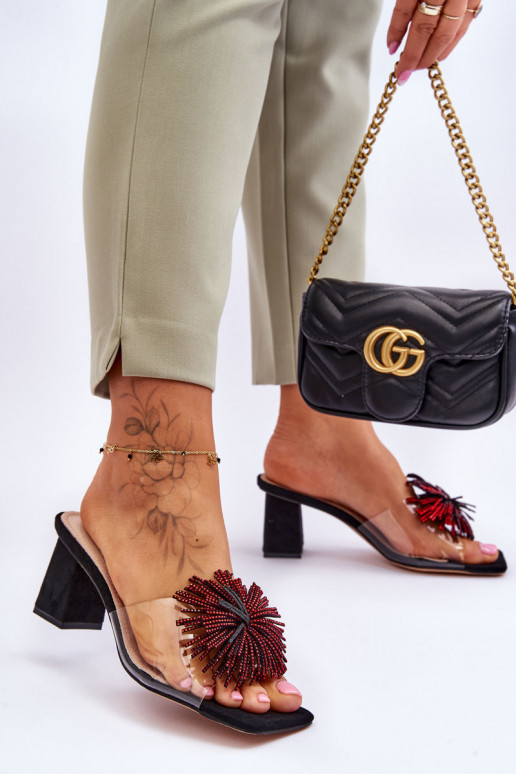 Perregimos šlepetės su kulniukais S.Barski KV-AP658-1 juodos spalvos