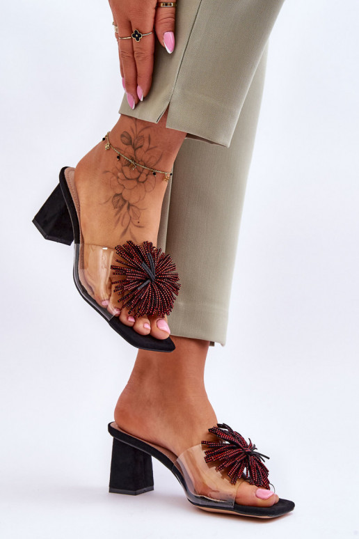 Perregimos šlepetės su kulniukais S.Barski KV-AP658-1 juodos spalvos