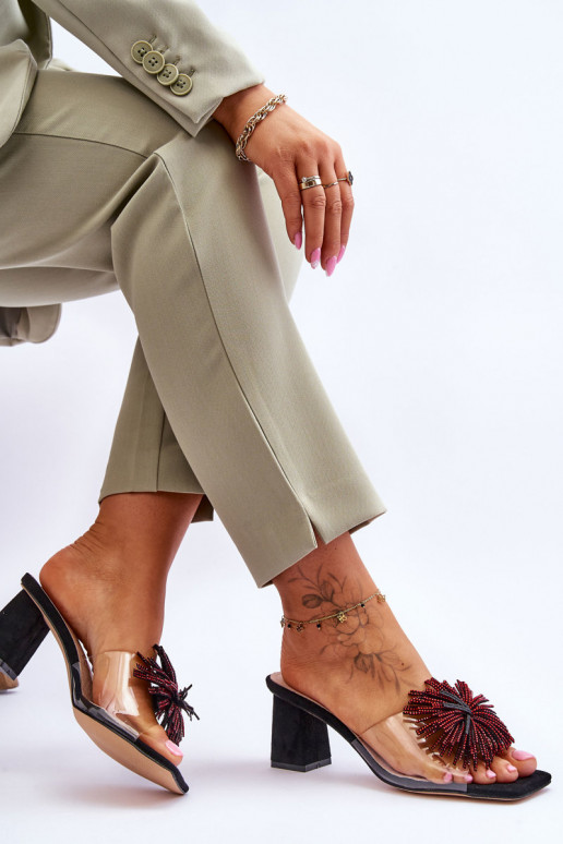 Perregimos šlepetės su kulniukais S.Barski KV-AP658-1 juodos spalvos