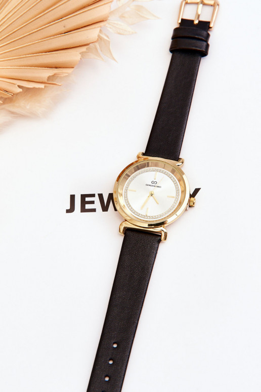 Klasikinis moteriškas laikrodis Odinė Giorgio&Dario juodos spalvos