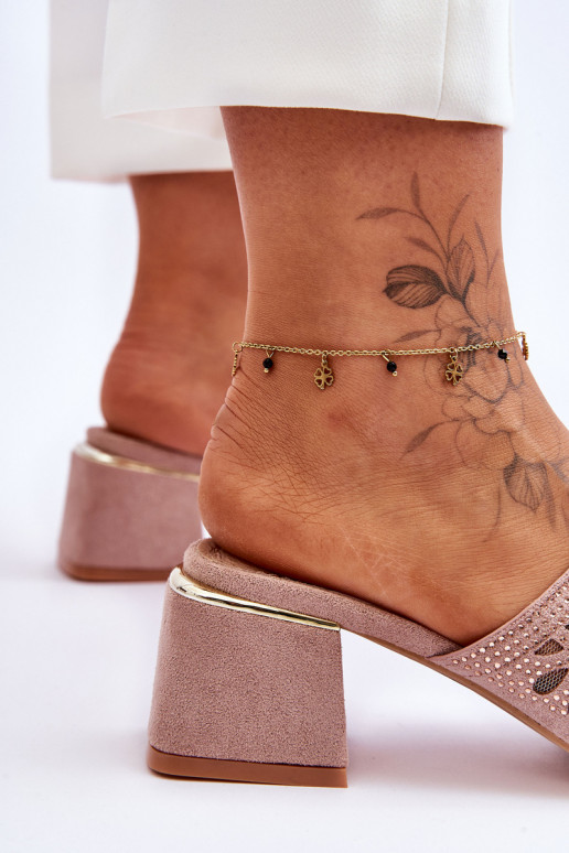 Šlepetės su kulniukais su tinkleliu S.Barski KV-612-1 Nude