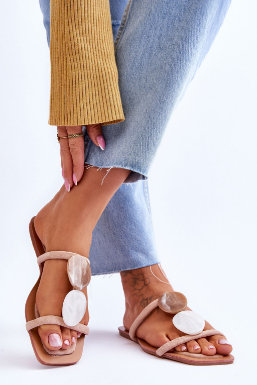 zomšinės šlepetės su gražiomis detalėmis Nude Victoria