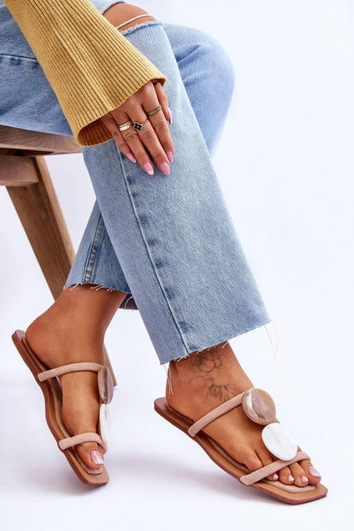 zomšinės šlepetės su gražiomis detalėmis Nude Victoria