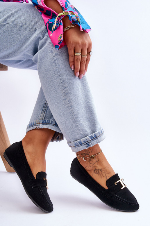 Klasikiniai įspiriami mokasinai juodos spalvos Carly