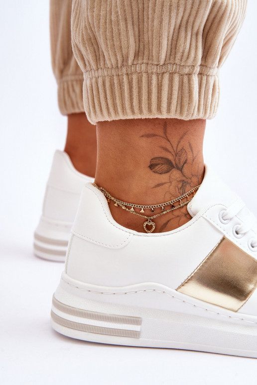 Klasikinio modelio sportiniai bateliai Baltos-aukso spalvos Follow Me