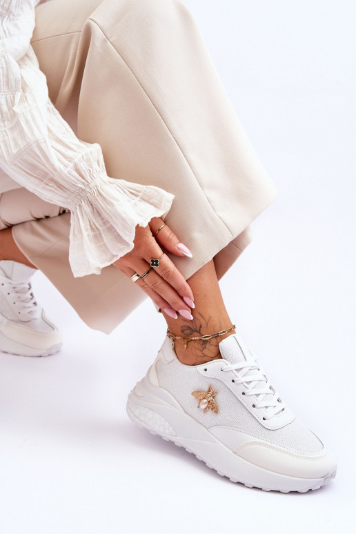 Blizgantys sportiniai bateliai su ornamentais baltos spalvos Seneca