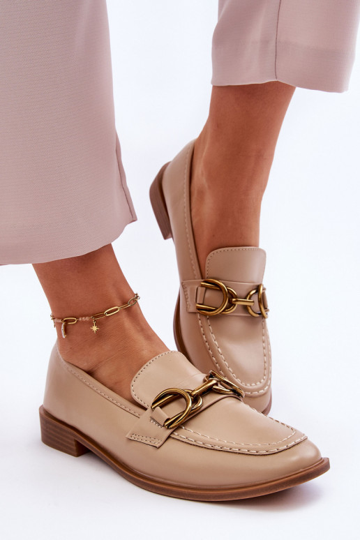 Klasikinio modelio moteriški mokasinai smėlio spalvos Lorien