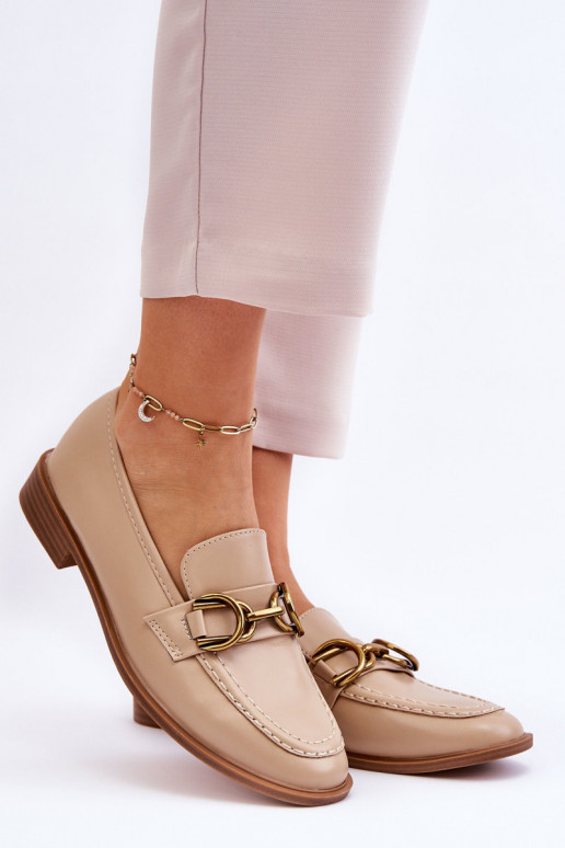 Klasikinio modelio moteriški mokasinai smėlio spalvos Lorien