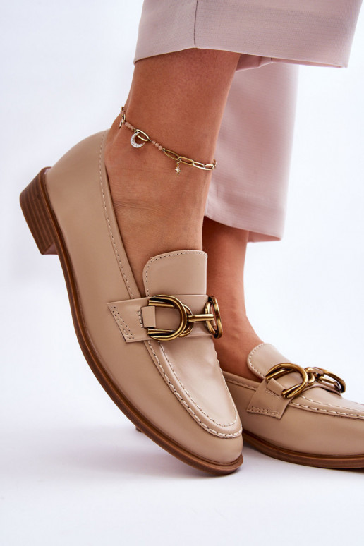 Klasikinio modelio moteriški mokasinai smėlio spalvos Lorien