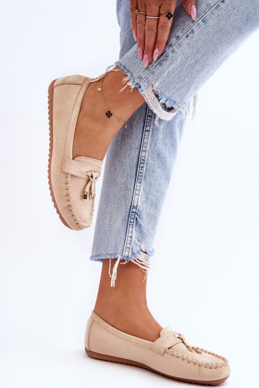 Klasikiniai zomšiniai mokasinai smėlio spalvos Good Time