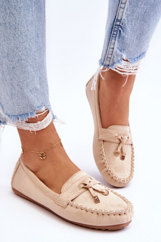 Klasikiniai zomšiniai mokasinai smėlio spalvos Good Time