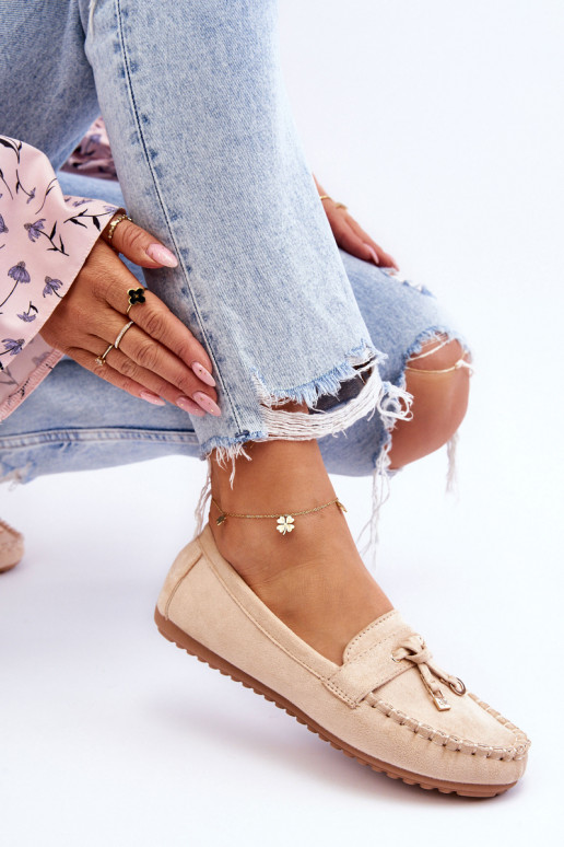 Klasikiniai zomšiniai mokasinai smėlio spalvos Good Time