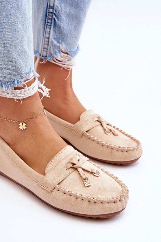 Klasikiniai zomšiniai mokasinai smėlio spalvos Good Time